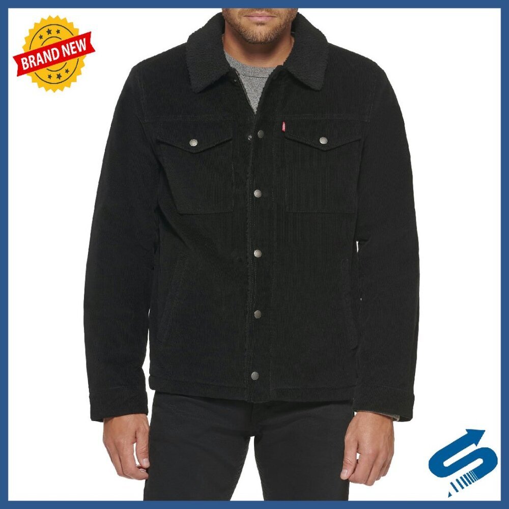 Men's Corduroy Sherpa Trucker Jacket, Dual Closure, Lightweight